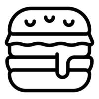 schwarz und Weiß Linie Kunst Illustration von ein lächelnd Karikatur Burger vektor