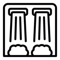 svart linje ikon av tecknad stil gammal grekisk pelare med buskage vektor