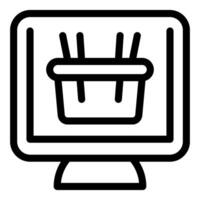 online Einkaufen Symbol mit Einkaufen Korb vektor