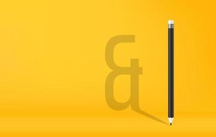 Bleistifte mit kaufmännischem Und-Symbol Schatten auf gelbem Hintergrund vektor