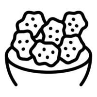 schwarz und Weiß Symbol von ein Schüssel gefüllt mit sternförmig Kekse vektor