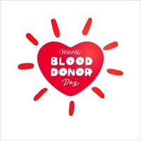Welt Blut Spender Tag kreativ Logo. süß Herz Sonne, Symbol Konzept. Blut Spende Aufkleber Design. vektor