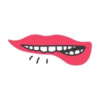 Zähne beißen Lippe vektor