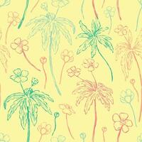 Butterblume Anemone Blumen, wild Pflanzen dekorativ Hintergrund. Hand gezeichnet Jahrgang nahtlos Muster. botanisch abstrakt sanft Blumen- Hintergrund. Design zum wickeln, Textil, drucken, Stoff. vektor