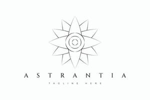 Astrantia Blume Logo Blumen- heilig Geometrie Geschäft Mode Parfüm Strauß Marke Identität vektor