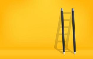 Bleistifte mit Schatten des Leiterhintergrundes, Treppe der Herausforderung, um Geschäftserfolgskonzept zu erzielen