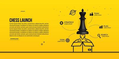 Schachkönig startet out of the box infographic Konzept der Geschäftsstrategie und des Managements vektor