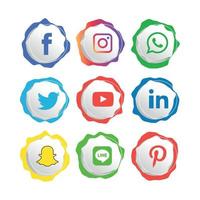 Social Media flache Icons Technologie, Netzwerk. Hintergrund-Gruppe Smiley-Gesicht-Verkauf. teilen, mögen, vektorillustration twitter, youtube, whatsapp, snapchat, facebook, instagram, tick tack, tok vektor