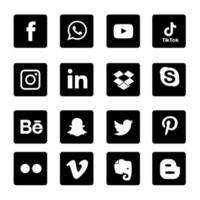 Social Media flache Icons Technologie, Netzwerk. Hintergrund-Gruppe Smiley-Gesicht-Verkauf. teilen, mögen, vektorillustration twitter, youtube, whatsapp, snapchat, facebook, instagram, tick tack, tok vektor