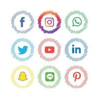 Social Media flache Icons Technologie, Netzwerk. Hintergrund-Gruppe Smiley-Gesicht-Verkauf. teilen, mögen, vektorillustration twitter, youtube, whatsapp, snapchat, facebook, instagram, tick tack, tok vektor