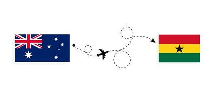 flyg och resor från Australien till Ghana med passagerarflygplan vektor