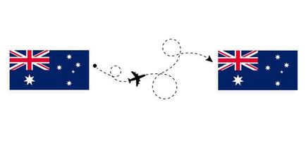 Flug und Reise von Australien nach Australien mit dem Reisekonzept für Passagierflugzeuge vektor