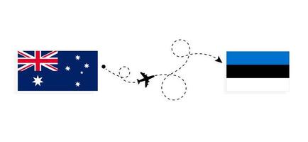 Flug und Reise von Australien nach Estland mit dem Reisekonzept für Passagierflugzeuge vektor