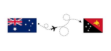 flyg och resor från Australien till Papua Nya Guinea med passagerarflygplan vektor