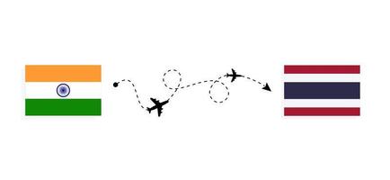 Flug und Reise von Indien nach Thailand mit dem Reisekonzept des Passagierflugzeugs vektor