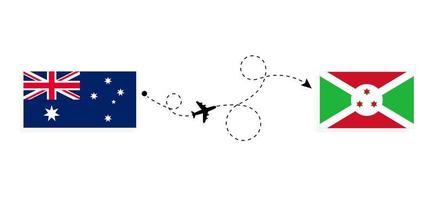 Flug und Reise von Australien nach Burundi mit dem Reisekonzept für Passagierflugzeuge vektor