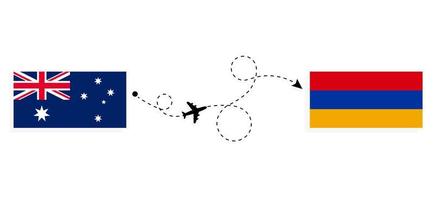 flyg och resor från Australien till Armenien med passagerarflygplan vektor