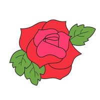 einfaches Cartoon-Symbol. rote einfache Rose. vektor