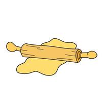 einfaches Cartoon-Symbol. Küche - Nudelholz und Teig vektor