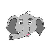 enkel tecknad ikon. elefant - grått tecknat huvud vektor