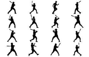 Baseball Spieler Silhouette. Baseball Spieler, isoliert Illustration. Baseball Teig, Sport Menschen Silhouette. vektor