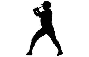 Baseball Spieler Silhouette. Baseball Spieler, isoliert Illustration. Baseball Teig, Sport Menschen Silhouette. vektor