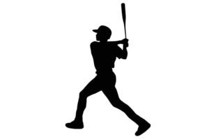 Baseball Spieler Silhouette. Baseball Spieler, isoliert Illustration. Baseball Teig, Sport Menschen Silhouette. vektor