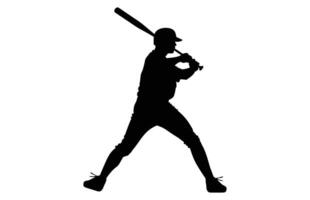 Baseball Spieler Silhouette. Baseball Spieler, isoliert Illustration. Baseball Teig, Sport Menschen Silhouette. vektor