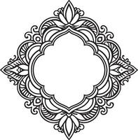 ram med blommig prydnad illustration svart och vit vektor