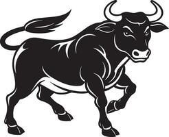 schwarz Silhouette von ein Stier Laufen Illustration vektor