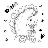 Illustration von ein Karikatur Dinosaurier auf Walze Rollschuhe vektor