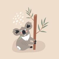 Tierkoala auf Eukalyptusbaum, Vektorillustration im Cartoon-Stil vektor
