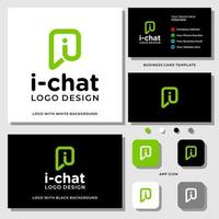 Buchstabe I Monogramm-Chat-Technologie-Logo-Design mit Visitenkartenvorlage. vektor