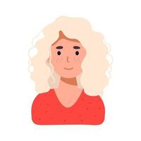 das Mädchen lächelt. Büroangestellter. die Frau mit den weißen Haaren. Büroleiterin, Designerin, Unternehmerin blond. Vektor-Illustration. flacher Avatar vektor