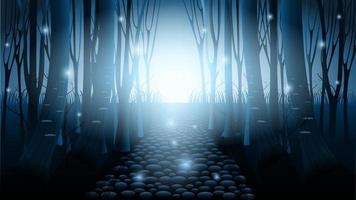 dunkler mysteriöser Waldnachthintergrund vektor