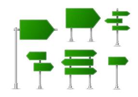 realistische grüne straße und verkehrszeichen. Stadt Illustration Vektor. Straßenverkehrsschild Mockup isoliert, Schild oder Wegweiser Richtung Mock-up Bild 6 vektor