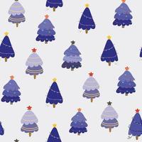 blauer Weihnachtsbaum nahtlose Muster vektor
