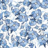 schöne blaue Blume und Blatt nahtlose pattern.eps vektor
