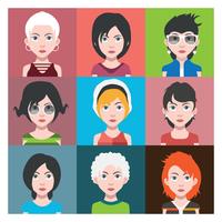 Människor avatarer med färgglada bakgrunder vektor