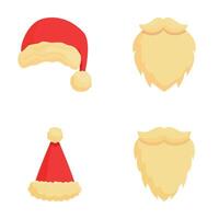 Santa Zubehörteil Symbole einstellen Karikatur . Weihnachten Foto Stand festlich Maske vektor