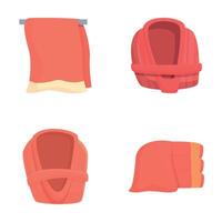 spa Kläder ikoner uppsättning tecknad serie . badrum textil- Artikel vektor