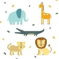 Satz süße wilde Tiere Illustration - verschiedene süße wilde Tiere flaches Design süße Posen. vektor