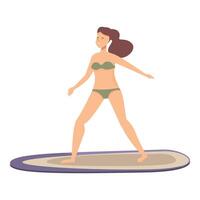jung Frau im Bikini Surfen vektor