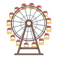 eben Design Illustration von ein bunt Ferris Rad isoliert auf Weiß Hintergrund vektor