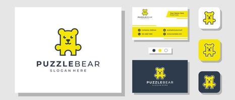 Puzzle-Bär-Spiel kreative Illustration Logo-Design mit Layout-Vorlage Visitenkarte vektor