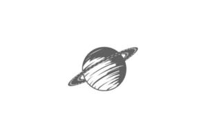Vintage Saturn Globe Earth Planet mit Filmkino-Filmstreifen für Produktionsstudio-Logo-Design-Vektor vektor