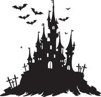 Halloween Schloss Silhouette Illustration Weiß Hintergrund vektor