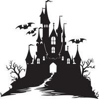 Halloween Schloss Silhouette Illustration Weiß Hintergrund vektor