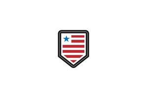 amerikanska usa usa flaggan med sköld för säker vakt logotyp design vektor