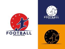 fotboll fotboll logotyp , fotboll fotboll med spelare och boll logotyp design mall vektor